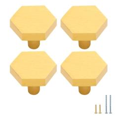 Evionlin 4 maçanetas de armário de latão sólido de cobre puro puxadores para gaveta de armário de cozinha, puxadores de latão dourado escovado com parafusos