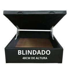 Cama Box Baú Casal Blindado com 48cm de altura total - Corino 