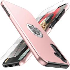 Yamink Capa para Galaxy A14 5G com protetor de tela (vidro temperado), capa protetora híbrida 2 em 1, fina, resistente, com suporte de anel magnético invisível para Galaxy A14 5G de 6,6 polegadas,