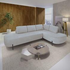 Sofá de Canto Luna Orgânico 265 cm Para Sala De Estar Gelo