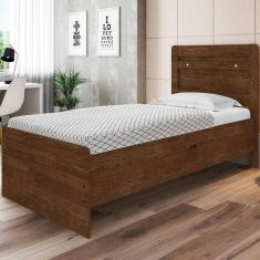 Cama Solteiro com Cabeceira e Baú Ivana Malbec