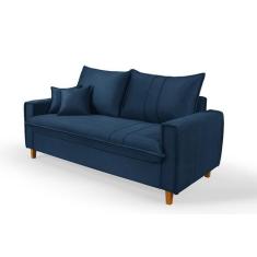 Sofa Living com Bau Multiuso 3 Lugares Suede Pes em Madeira - Era Move