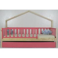 Bicama Montessoriana Solteiro Base Moldura Colorida Madeira Maciça Pin