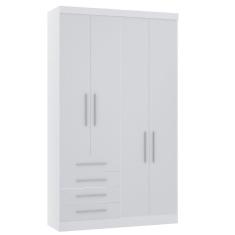 Guarda Roupa Modulado 134,50cm 4 Portas E 4 Gavetas Alpes Luciane Móveis Branco Pf Com Branco Pf