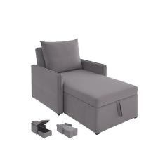 Sofá 3 em 1 Chaise, Cama e Baú Neve Estofama