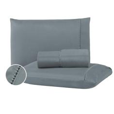 Jogo de Lençol Casal Queen 3 Peças Percal 400 Fios Ponto Palito - Chuv