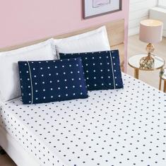 Jogo Lençol Cama Casal 3 peças Micropercal 200 fios Petit Poá - Bia En