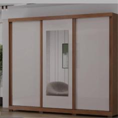 Guarda Roupa Roupeiro Com Espelho 3 Portas Royal Off White - Fabrica 1 Móveis