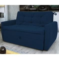 Sofá Cama para Sala de Estar Hiro Suede Azul - CasaH