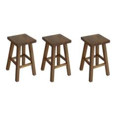 kit 3 Banqueta Media Hardman Padrão Nogueira Assento Quadrado - Hardma