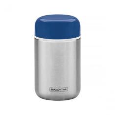 Pote Térmico Tramontina Em Aço Inox Com Tampa Azul 8,8cm 400ml