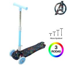 Patinete Infantil Vingadores Três Rodas para Meninos Azul - Maciel Ele