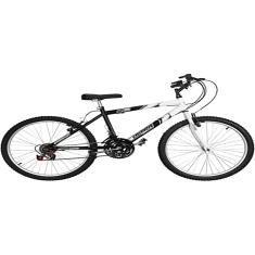 Bicicleta de Passeio Ultra Bikes Esporte Bicolor Aro 24 Reforçada Freio V-Brake – 18 Marchas Preto/Branco, BM24-02PT