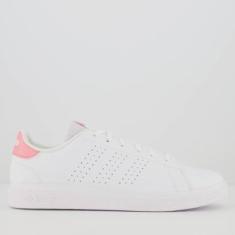 Tênis Adidas Advantage Base 2.0 Feminino Branco e Rosa-Feminino