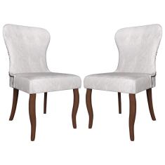 Kit 2 Cadeiras Decorativas Sala De Jantar Duque Madeira Linho Cinza - Gran Belo