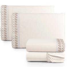 Jogo De Lençol Lese Percal 180 Fios Queen 4 Peças Barato - Palha