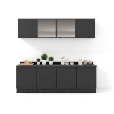 Cozinha Completa Bartira Línea com 7 Portas, 3 Gavetas e 6 Prateleiras - 200cm de largura