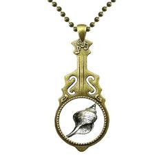 DIYthinker Colar com ilustração de caracol preto vida marinha joia de guitarra antiga pingente de música