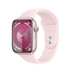 Apple Watch Series 9 GPS • Caixa rosa de alumínio – 45 mm • Pulseira esportiva rosa-clara – M/G