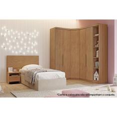 Quarto Modulado Rizon 6 Peças (1 Closet + 2 Guarda Roupas + 1 Complemento) Qc209 Cumaru