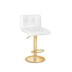 Banqueta Giratória Gomos - Branca | Alta - Dourado Matte