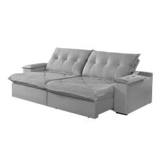 Sofá 3 Lugares Retrátil E Reclinável Martins M-163 Veludo Cinza