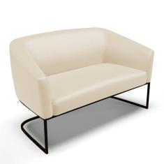 Sofá Namoradeira 2 Lugares Base Industrial Preto Stella Corino D03 - D`Rossi