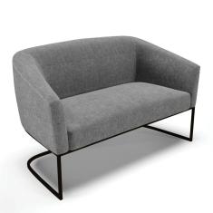 Sofá Namoradeira 2 Lugares Base Industrial Preto Stella Linho Grafite A26 D03 - D`Rossi