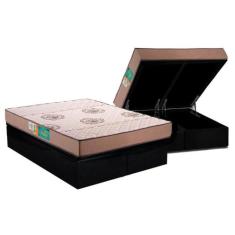 Cama Box Baú Queen: Colchão Espuma Polar D33 Pérola + Base CRC Suede B