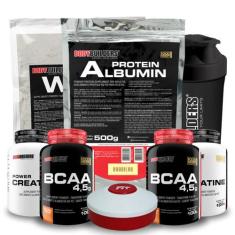 Kit Whey Protein 500g + Albumin Protein 500g + 2x BCAA 100g + 2x Power