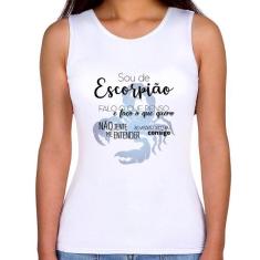 Regata Feminina Sou de Escorpião - Foca na Moda, Branco, M