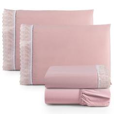 Jogo de Lençol Cama King Size 4 Peças 100% Algodão Percal 180 fios Com