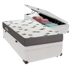 Cama Box Solteiro com Bau Ortobom D33 Light Branco