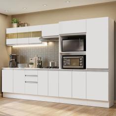 Armário de Cozinha Completa 100% mdf 300cm Frentes Branco Smart Madesa 02