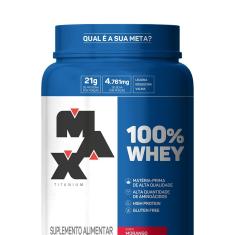 100% Whey Pote Max Titanium (900g) Morango