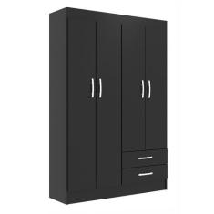 Guarda-Roupa Solteiro Atalaia 4 PT 2 GV Preto - Evidência