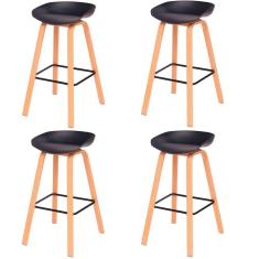 Kit 4 Banquetas Toledo Fratini 83 (altura) Revestimento Polipropileno Preto Base Em Aço E Apoio De Pé Preto