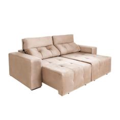 Sofá 3 Lugares Retrátil e Reclinável Roma Suede Bege - Vicam