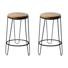 Kit 2 Banquetas Banco Guatemala Estilo Industrial Preto 70cm Preto