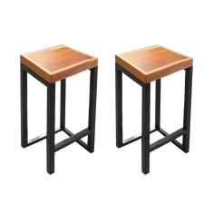Kit 2 Banquetas Bistro Premium Estilo Industrial Preto