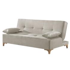 Sofá Cama 2 Lugares Living M-143 Veludo Martins Creme