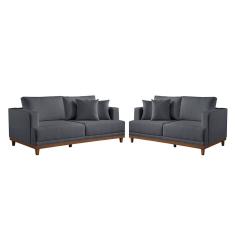 Conjunto Sofás 2 E 3 Lugares Estofados M-175 Veludo Martins Grafite