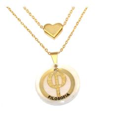 Colar Duplo Minha Profissão Filosofia Filosofo Folheado 18k