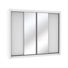 Guarda Roupa Casal Montana Branco 4 Portas 2 Espelhos Madesa