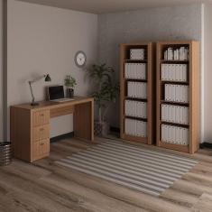 Conjunto Home Office com 1 Escrivaninha 3 Gavetas com 2 Estantes Espresso Móveis Amendoa