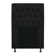 Cabeceira Estofada Lady 90 cm Solteiro Com Capitonê Suede Preto - ADJ Decor