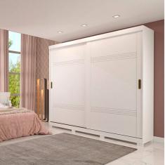 Guarda Roupa Casal 2 Portas de Correr 4 Gavetas Internas e Pés 243cm 100% MDF Blumenau