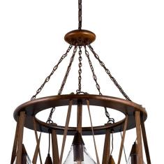 Lustre Pendente Em Madeira E Vidro Belts 5 Lâmp Madelustre