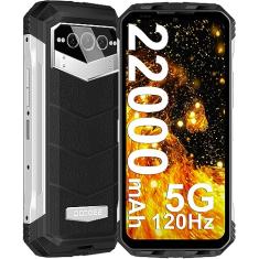 Smartphone DOOGEE VMAX 5G Tri-Anti, bateria grande de 22.000mAh, 20GB+256GB/2TB, 6,58 polegadas + 120Hz, alto-falantes duplos, câmera tripla de 108MP (visão noturna de 20MP), NFC/OTG (Prata)