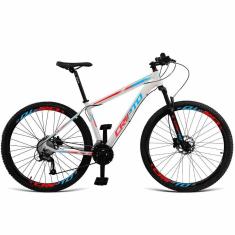 Bicicleta Aro 29 Cripto 27 Marchas Freio Hidráulico K7-trava - 19" Branco-Azul E Vermelho
